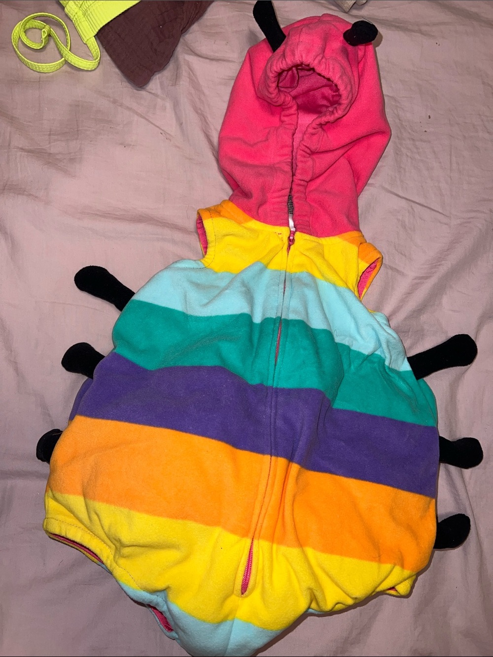 Baby Rainbow Striped One-Piece Hooded Costume
